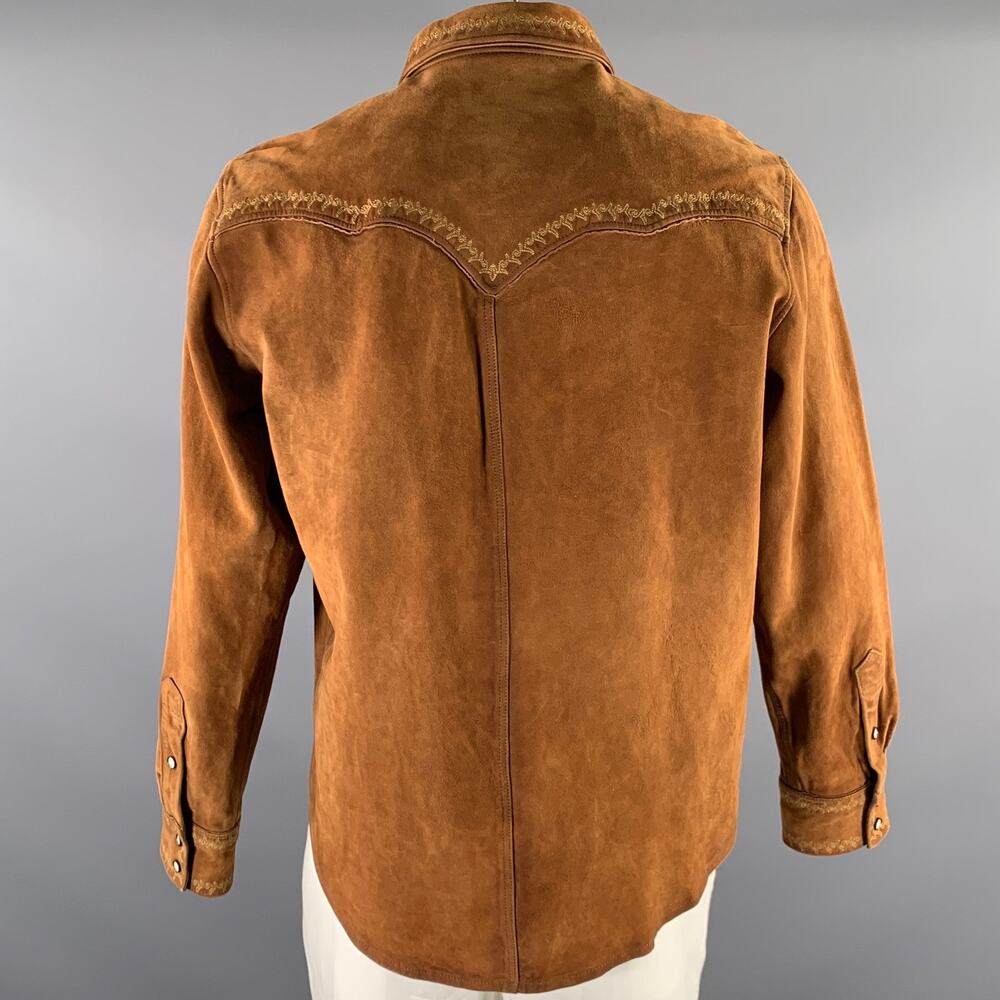 RRL by RALPH LAUREN Size XL Brown Embroidered Suede Western Jacket - Picture 4 of 9